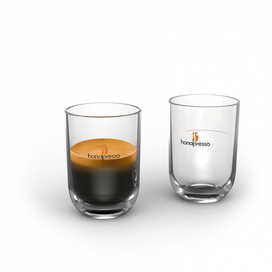 Set mit zwei durchsichtigen Tassen – Handpresso