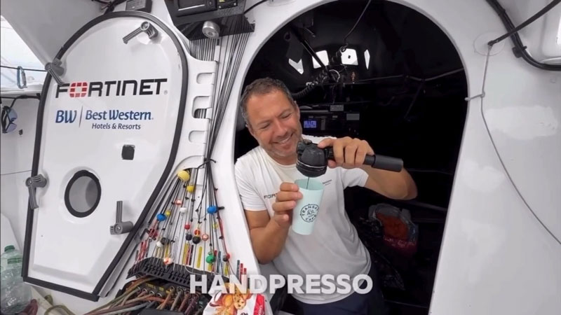 Romain Attanasio sur Fortinet avec sa Handpresso Pump