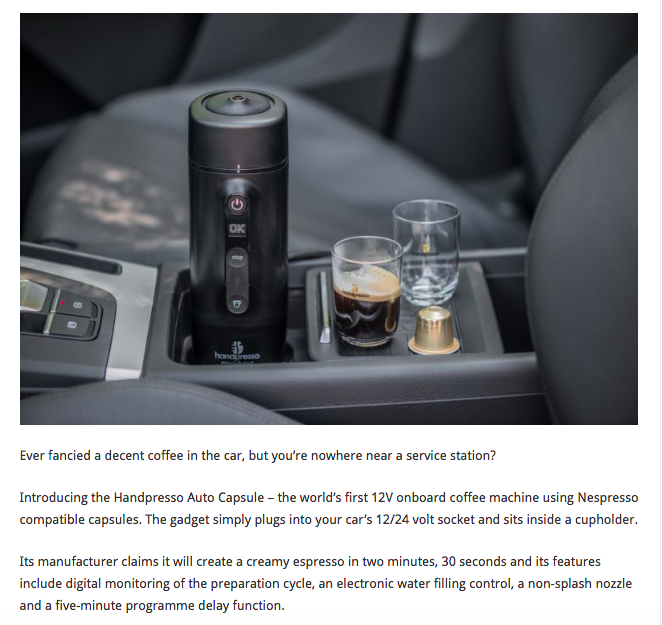 In-Car Coffee Makers : handcoffee auto 12v